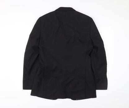 Dehavilland Men's Black Blazer Jacket 36R Long Regular Fit Two Button