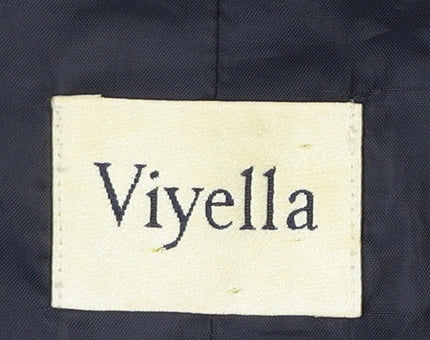 Viyella Womens Blue Linen Blazer Jacket Size 14 Check Buttoned