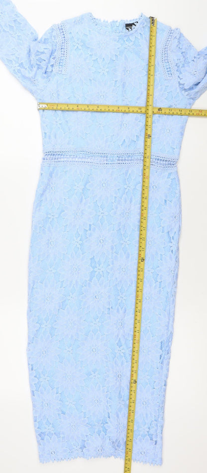 PrettyLittleThing Women’s Blue Lace Bodycon Dress Size 10