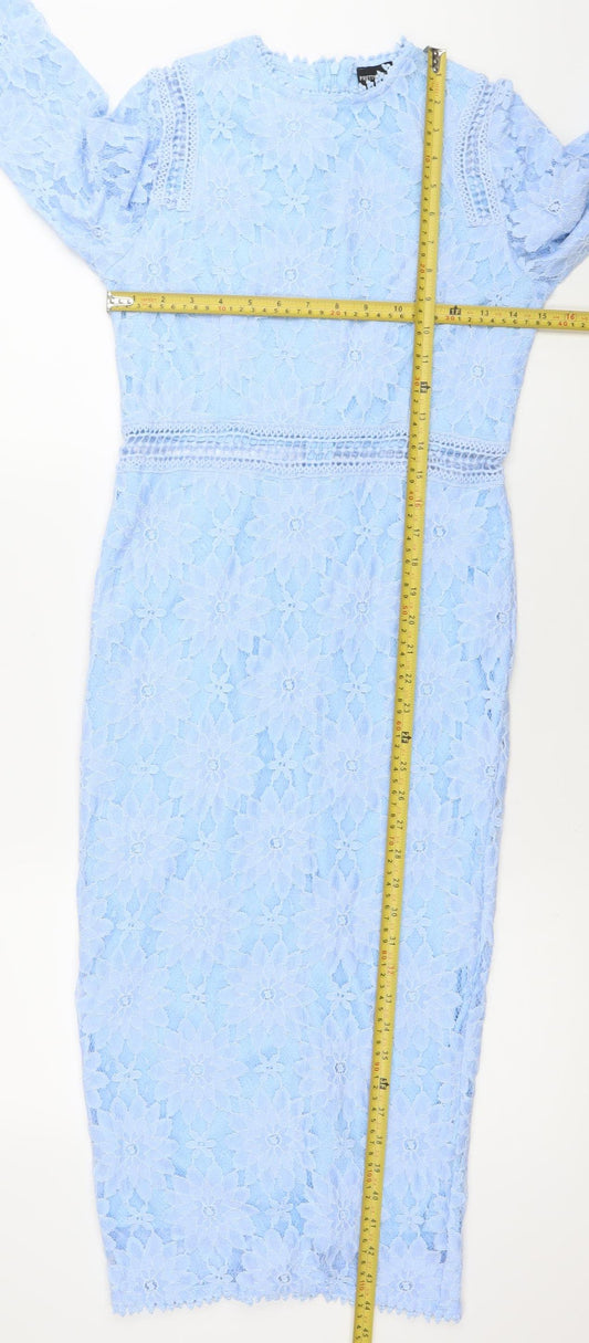 PrettyLittleThing Women’s Blue Lace Bodycon Dress Size 10