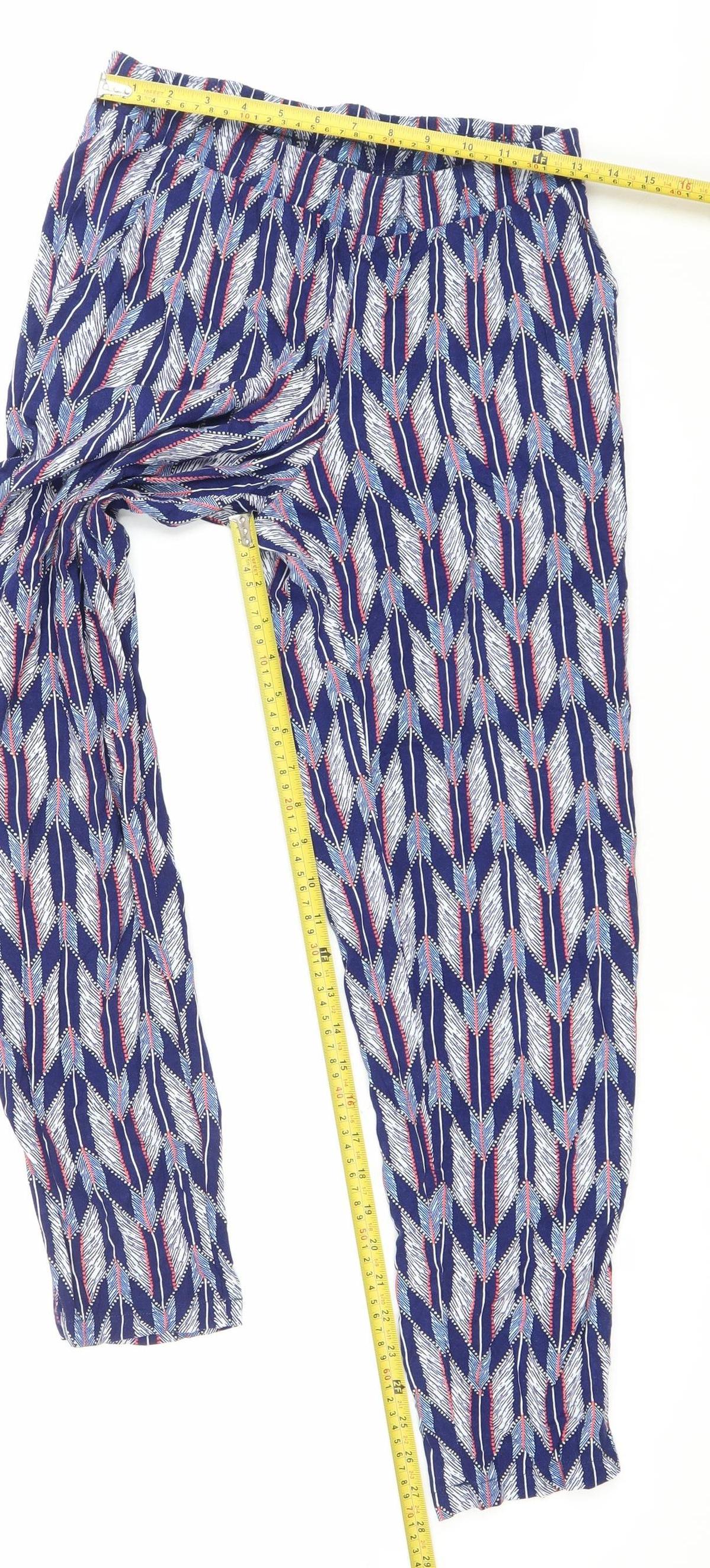 Womens UK Size 8 H&M Relaxed Fit Harem Blue Trousers
