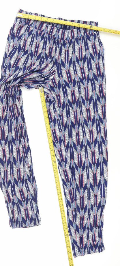 Womens UK Size 8 H&M Relaxed Fit Harem Blue Trousers