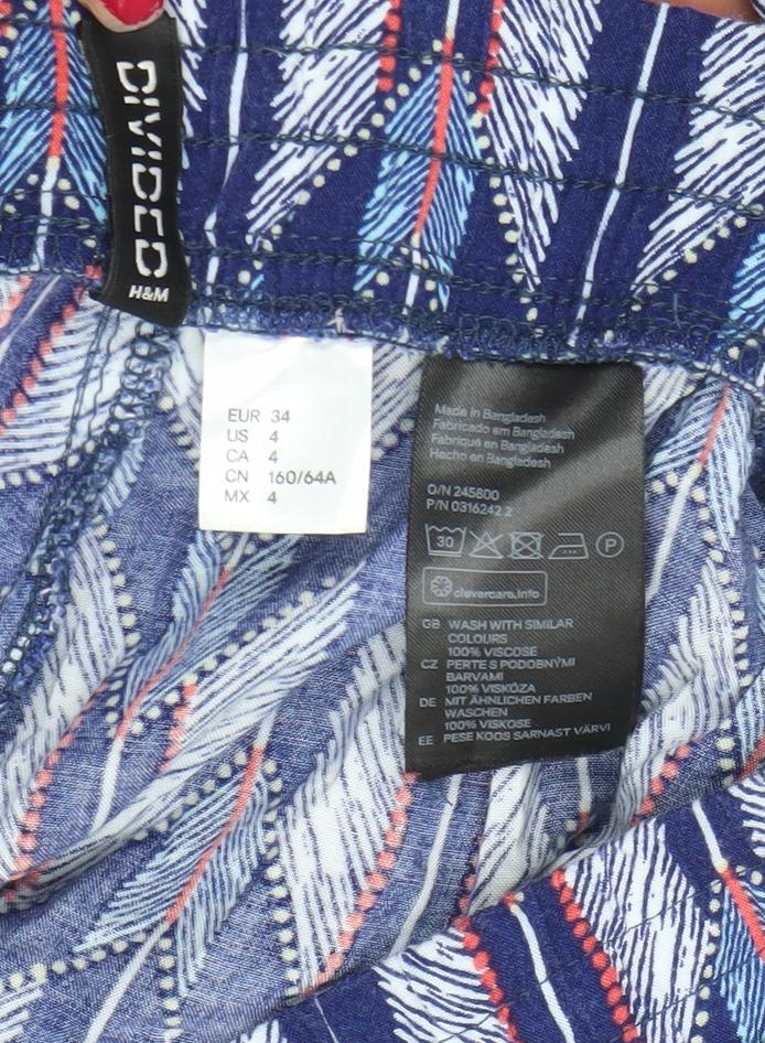 Womens UK Size 8 H&M Relaxed Fit Harem Blue Trousers