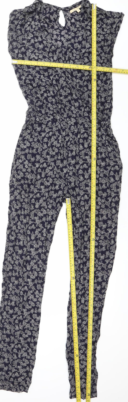 Next Womens Blue Floral Sleeveless Jumpsuit Size 10