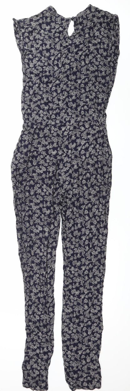 Next Womens Blue Floral Sleeveless Jumpsuit Size 10