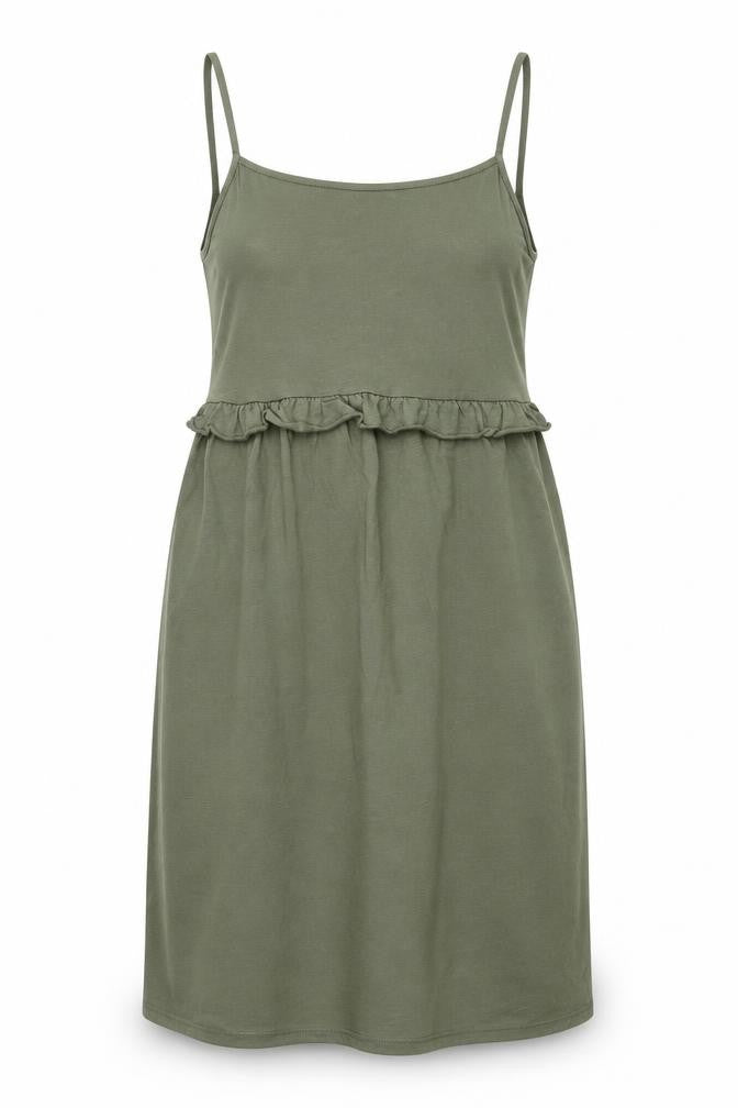 ASOS Women’s Green Cotton Mini Slip Dress Size 10 Ruffle Strappy