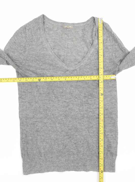 Jigsaw Women’s Grey Wool Alpaca Blend V-Neck Jumper M