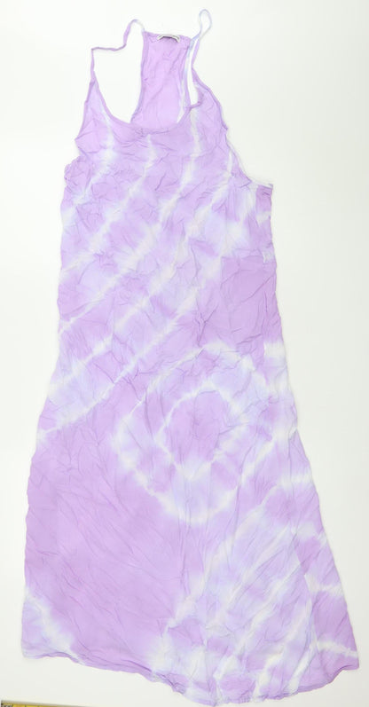 Dancing Leopard Women’s Purple Tie Dye Viscose Slip Dress S Long Summer