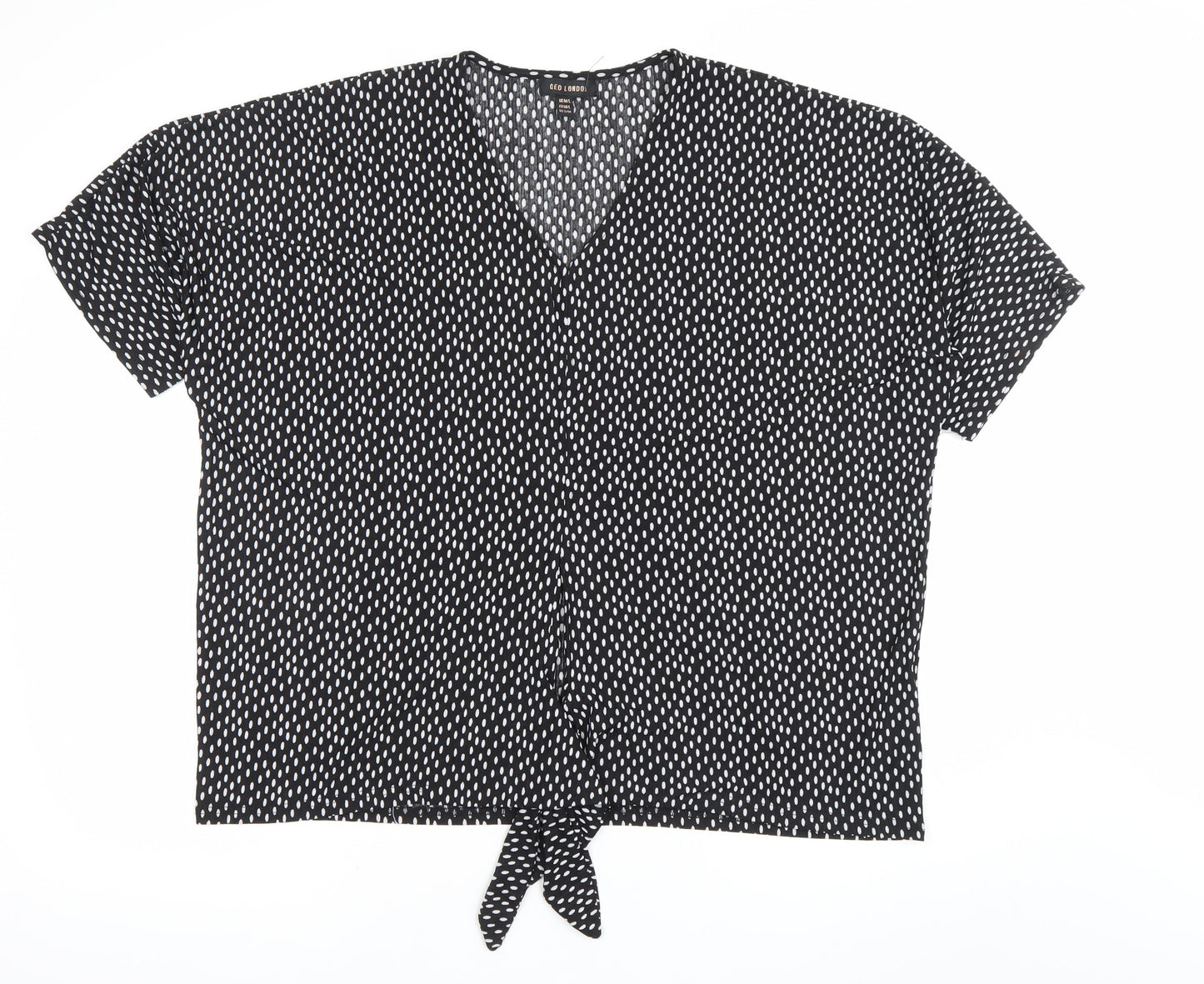 Womens UK Size M/L QED London Black Cropped Blouse