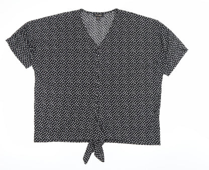 Womens UK Size M/L QED London Black Cropped Blouse