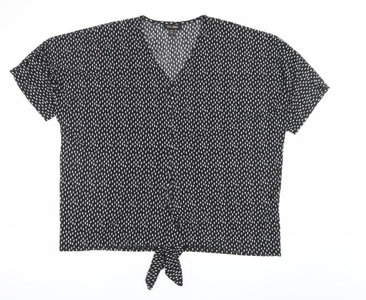 Womens UK Size M/L QED London Black Cropped Blouse