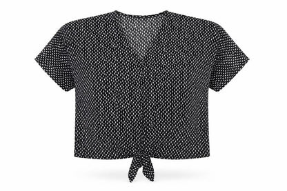Womens UK Size M/L QED London Black Cropped Blouse