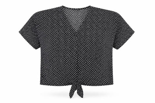 Womens UK Size M/L QED London Black Cropped Blouse