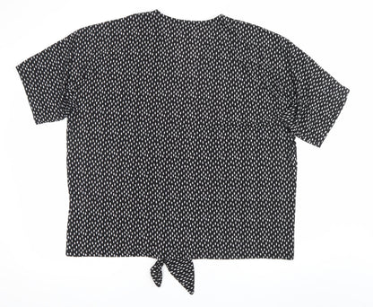 Womens UK Size M/L QED London Black Cropped Blouse