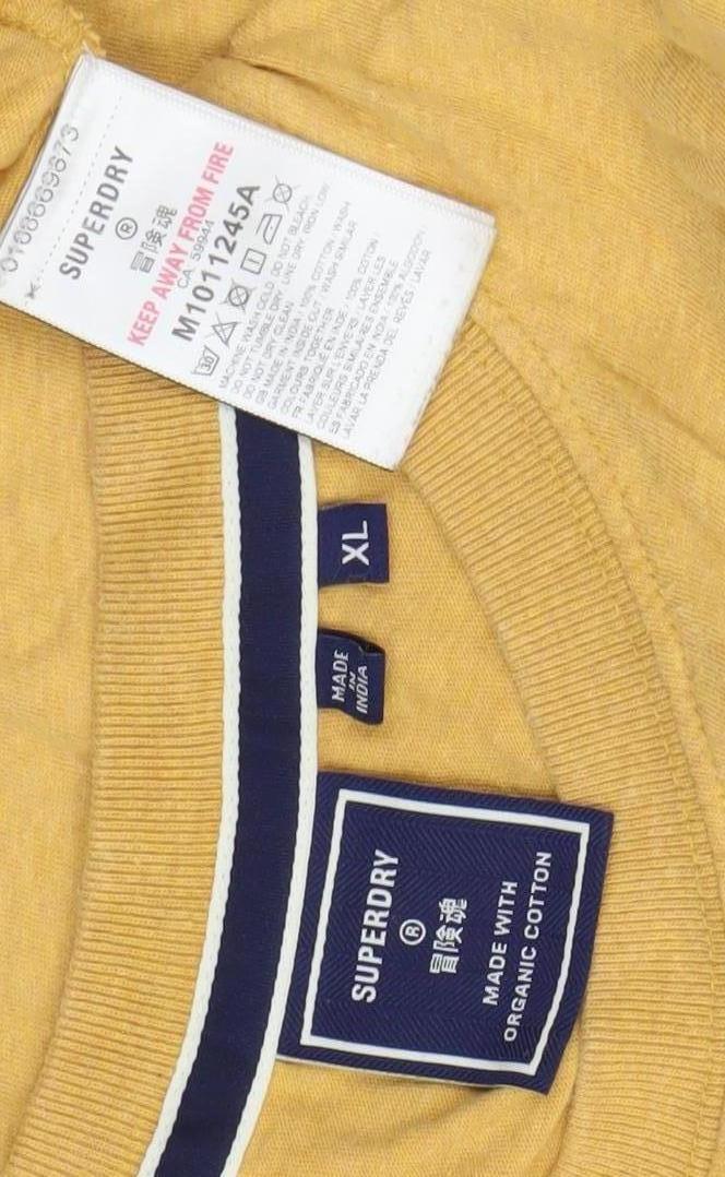 Superdry Men’s Yellow XL Crew Neck Cotton T-Shirt