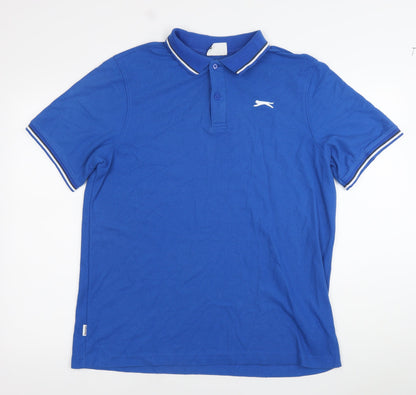 Slazenger Men’s Blue Regular Fit Polo Shirt L Sports Casual