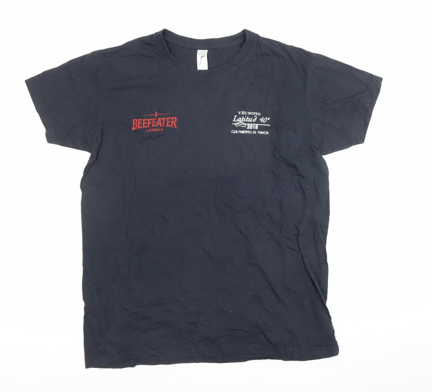SOL'S Unisex Black Cotton T-Shirt Small Beefeater Embroidered Casual