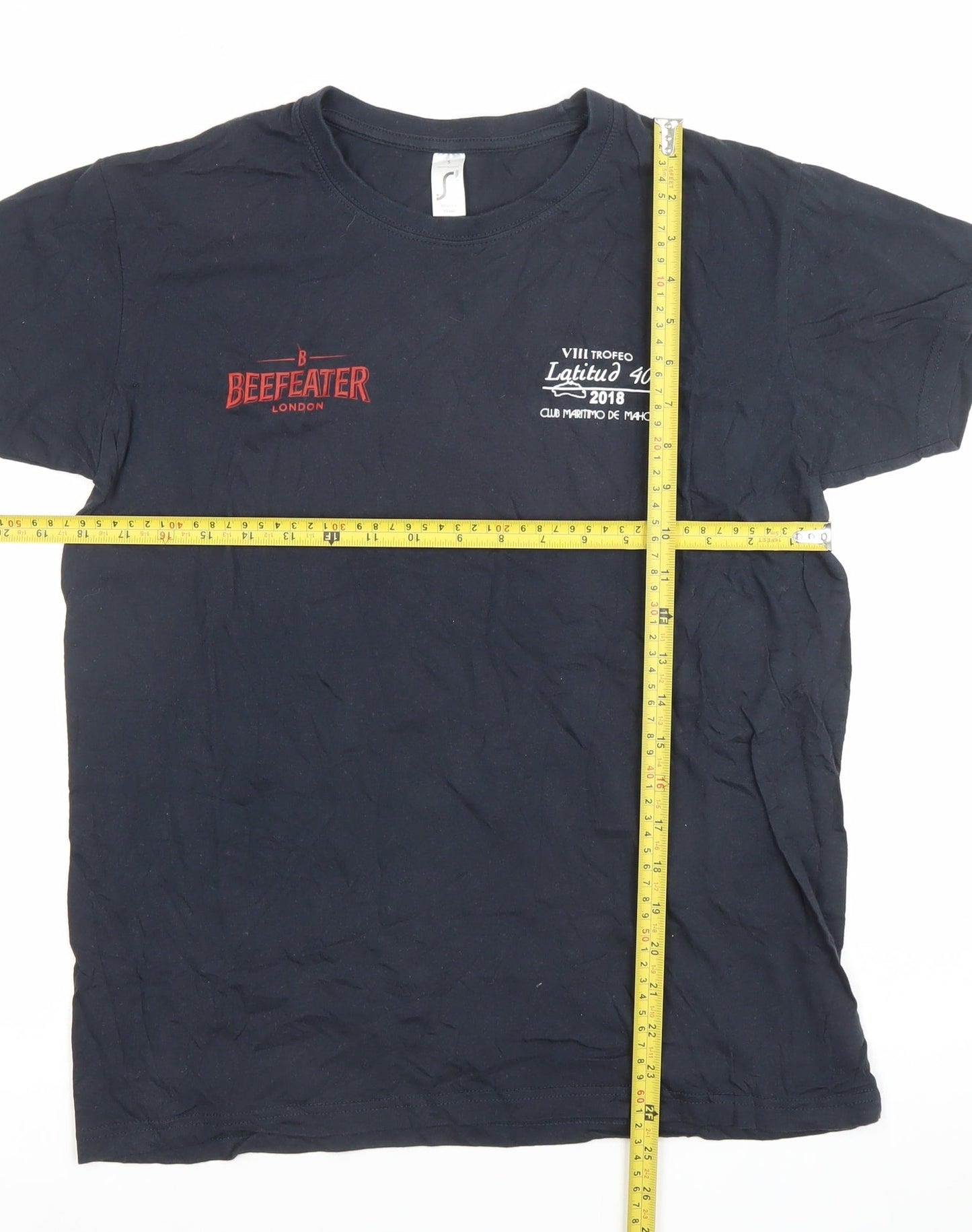 SOL'S Unisex Black Cotton T-Shirt Small Beefeater Embroidered Casual