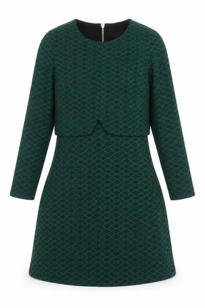 Topshop Women’s Green Geometric A-Line Zip Dress Size 6