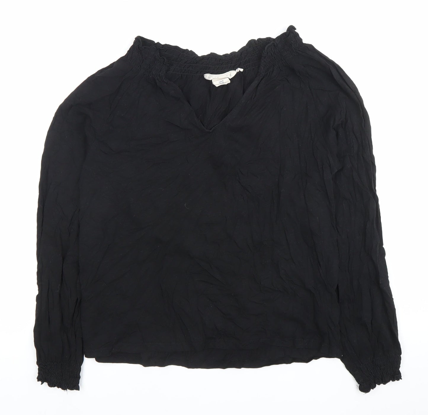 Womens UK Size 12 H&M Black Peasant Blouse