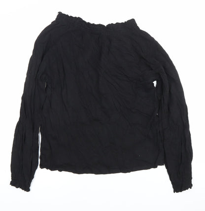 Womens UK Size 12 H&M Black Peasant Blouse
