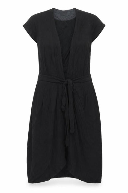 Banana Republic Womens Black Wrap Dress S Short Sleeve V-Neck