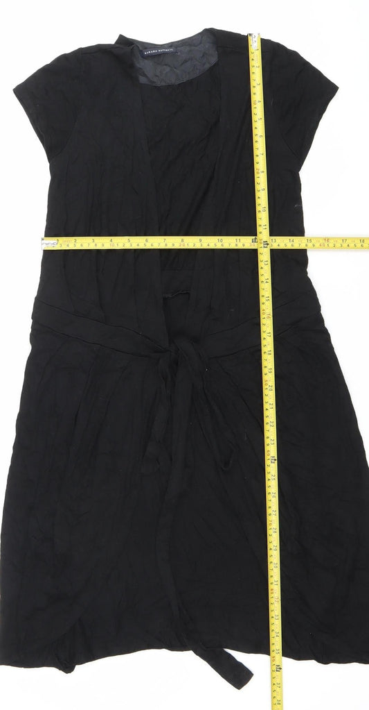 Banana Republic Womens Black Wrap Dress S Short Sleeve V-Neck