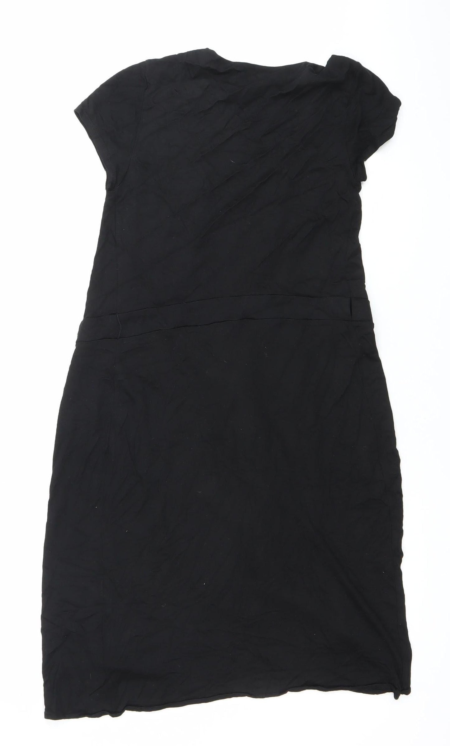 Banana Republic Womens Black Wrap Dress S Short Sleeve V-Neck