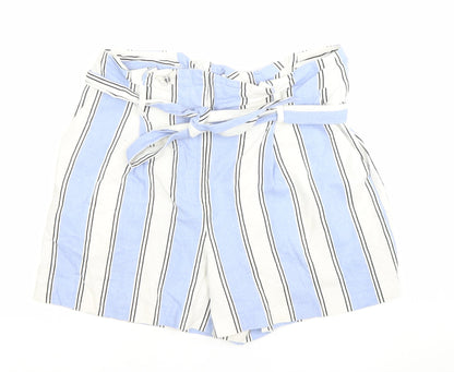 Warehouse Women’s Blue Striped Paperbag Shorts Size 12
