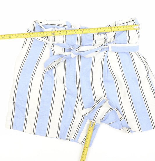 Warehouse Women’s Blue Striped Paperbag Shorts Size 12