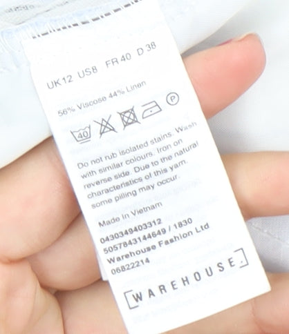 Warehouse Women’s Blue Striped Paperbag Shorts Size 12