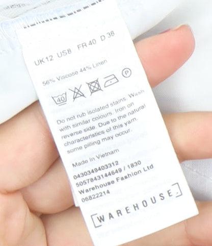 Warehouse Women’s Blue Striped Paperbag Shorts Size 12