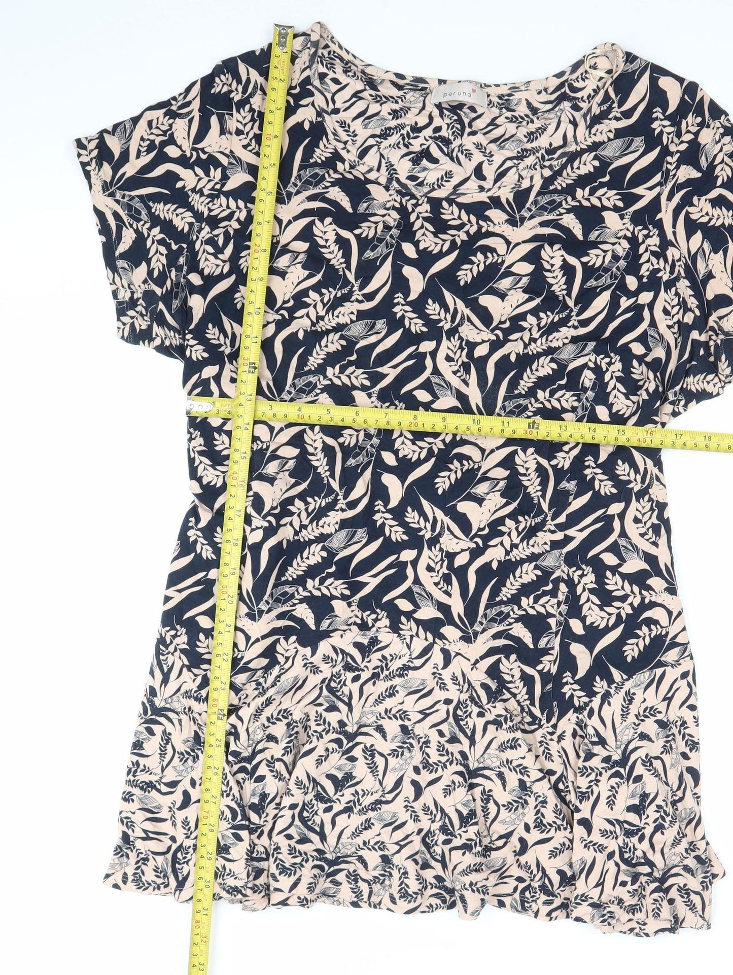 Marks and Spencer Women’s Blue Beige Floral A-Line Dress Size 22