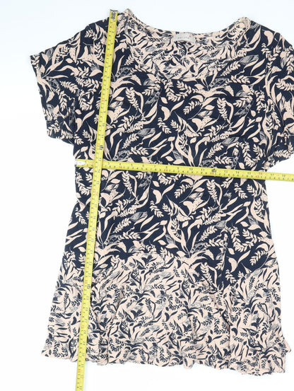 Marks and Spencer Women’s Blue Beige Floral A-Line Dress Size 22