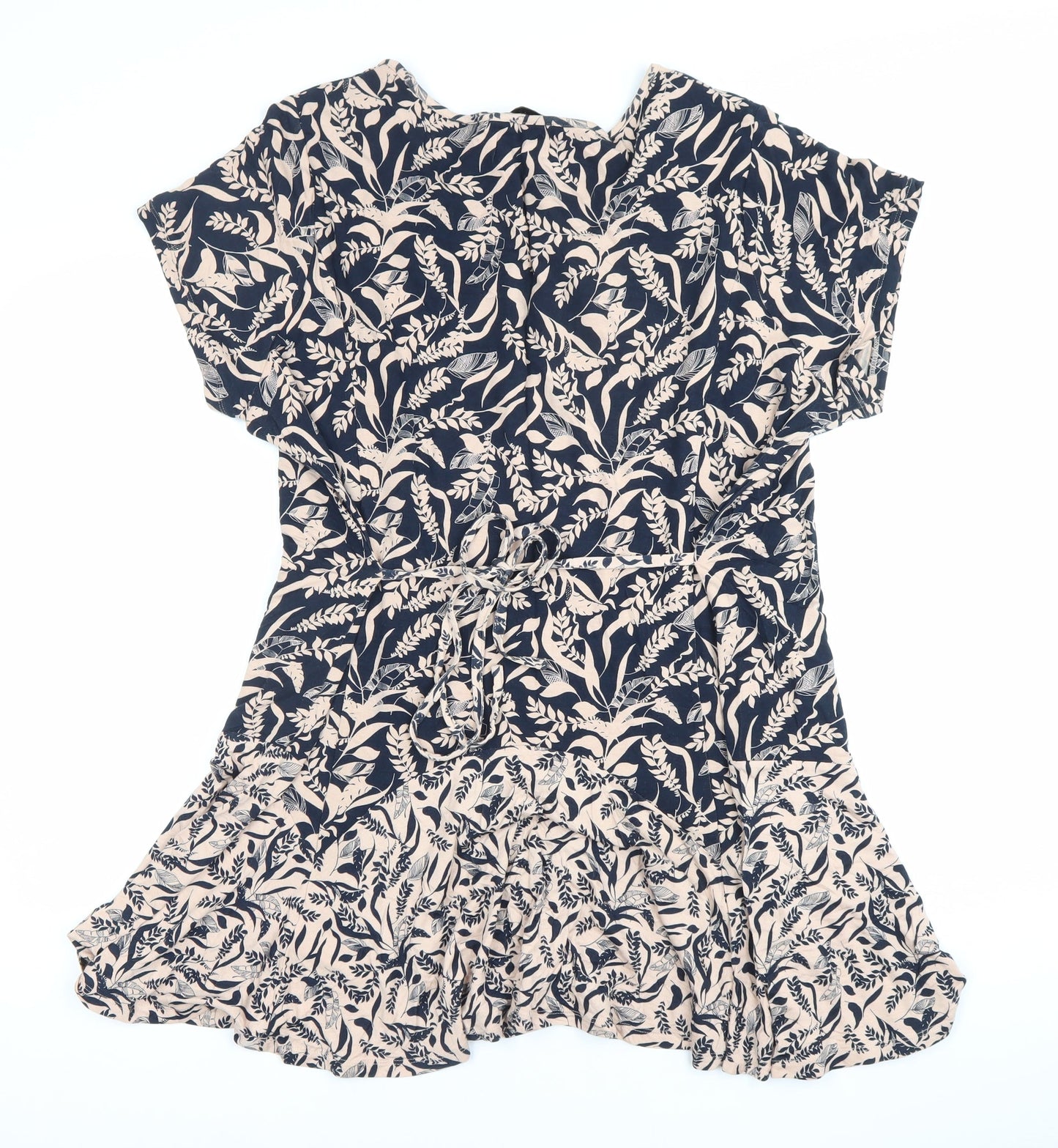 Marks and Spencer Women’s Blue Beige Floral A-Line Dress Size 22