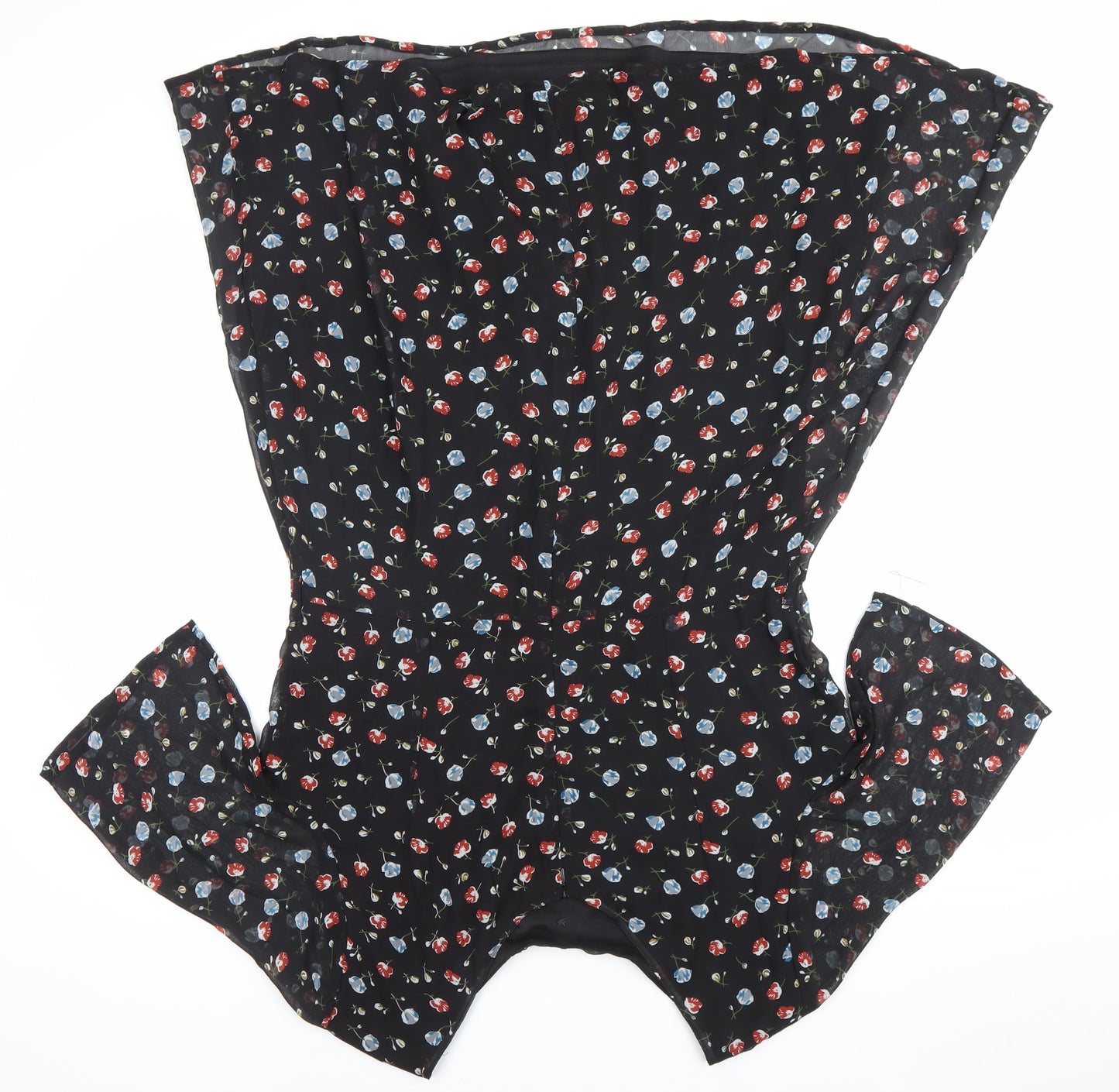Select Womens Black Floral A-Line Dress Size 18 Short Sleeve