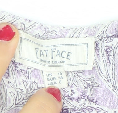 Womens UK Size 10 Fat Face Purple Tunic Blouse