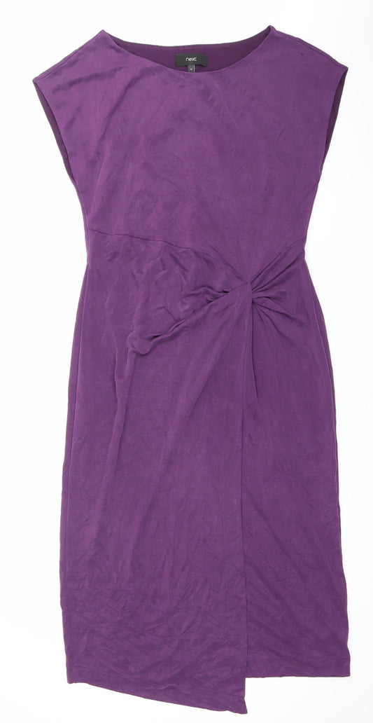 Next Women’s Purple Sleeveless Sheath Dress Size 12 Ruched Detail