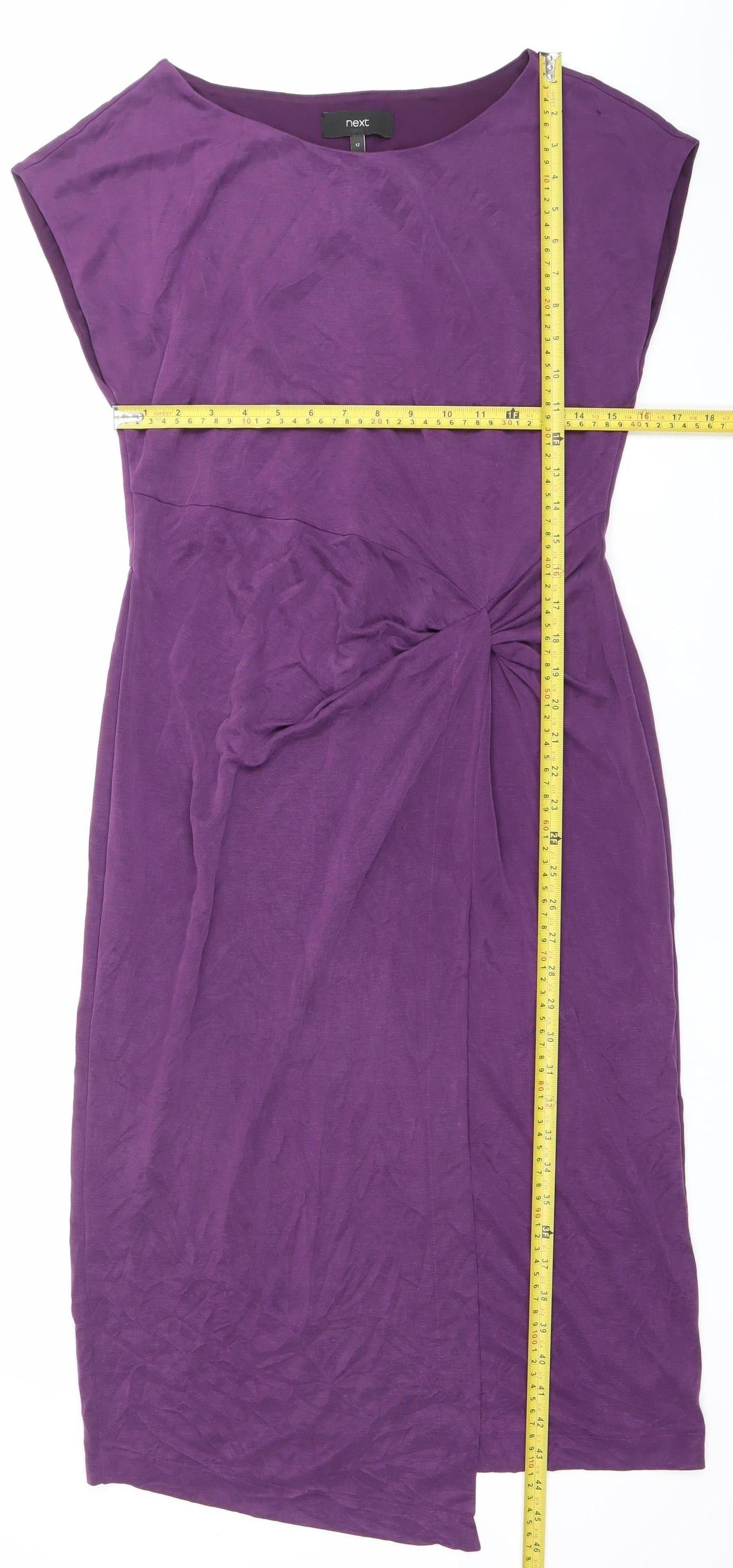 Next Women’s Purple Sleeveless Sheath Dress Size 12 Ruched Detail