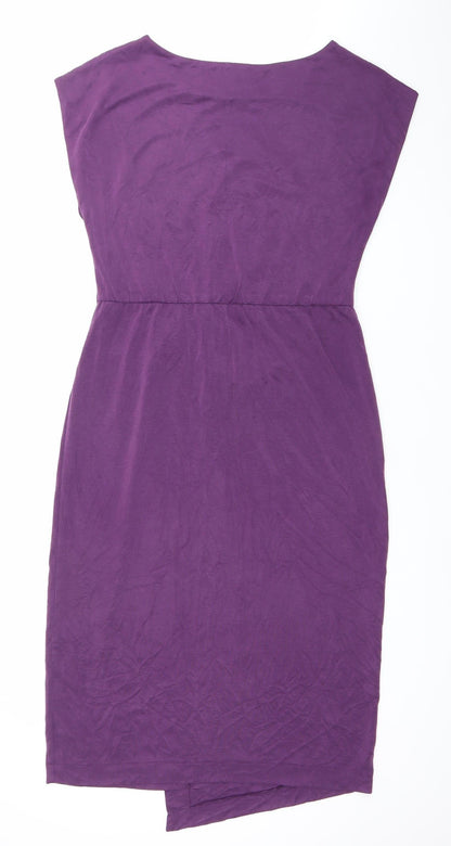 Next Women’s Purple Sleeveless Sheath Dress Size 12 Ruched Detail