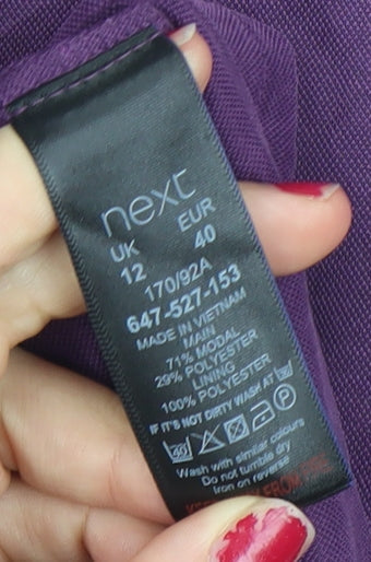 Next Women’s Purple Sleeveless Sheath Dress Size 12 Ruched Detail