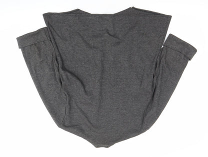 C.M.D Womens Grey Herringbone Cardigan M 3/4 Sleeve Open Knit