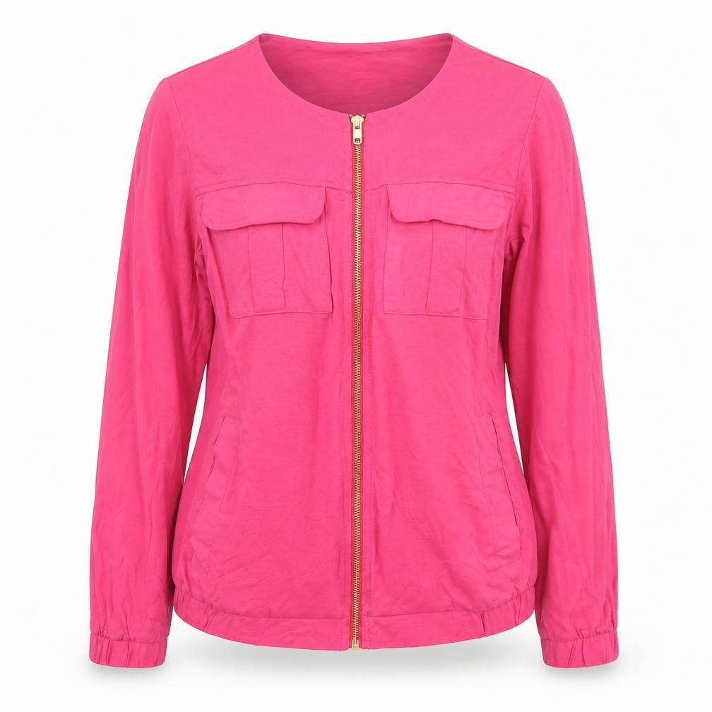 Next Womens Pink Long Sleeve Zip Blouse UK 8 Modal Blend