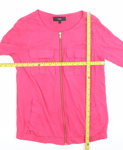 Next Womens Pink Long Sleeve Zip Blouse UK 8 Modal Blend