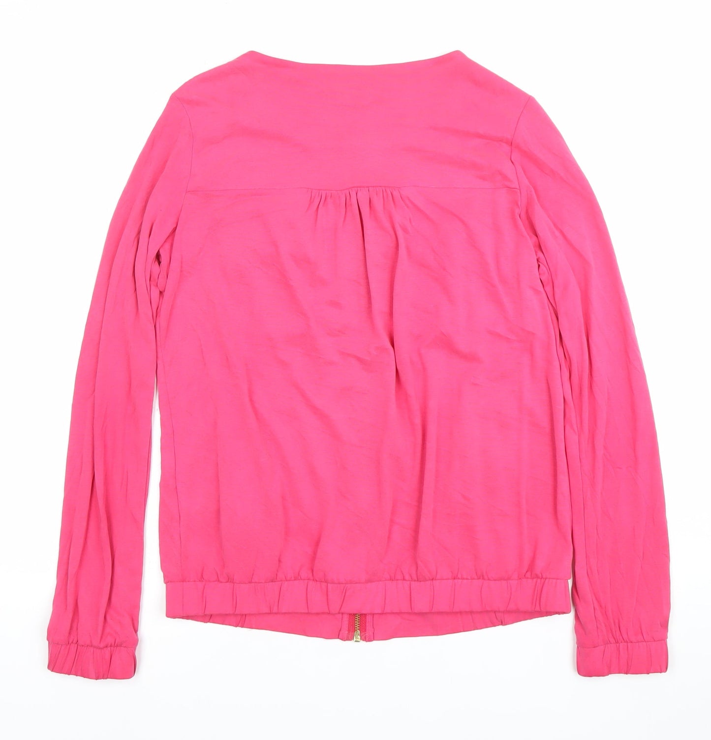 Next Womens Pink Long Sleeve Zip Blouse UK 8 Modal Blend