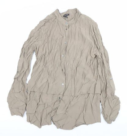 Womens UK Size 12 Warehouse Beige Basic Button-Up