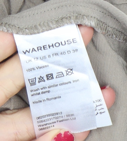 Womens UK Size 12 Warehouse Beige Basic Button-Up