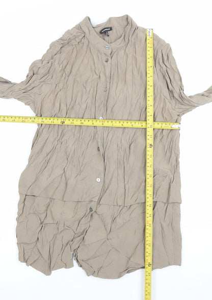 Womens UK Size 12 Warehouse Beige Basic Button-Up