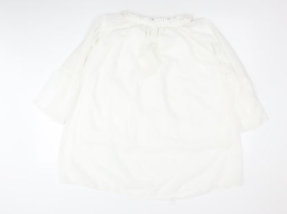 Liang E Liang Ying Womens White Chiffon Off Shoulder Tunic Blouse Size M