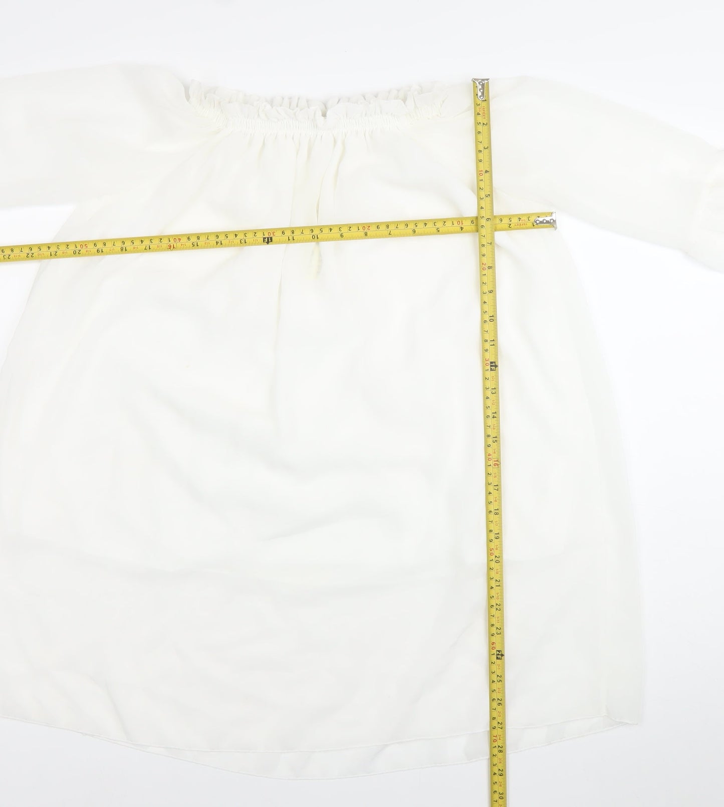 Liang E Liang Ying Womens White Chiffon Off Shoulder Tunic Blouse Size M